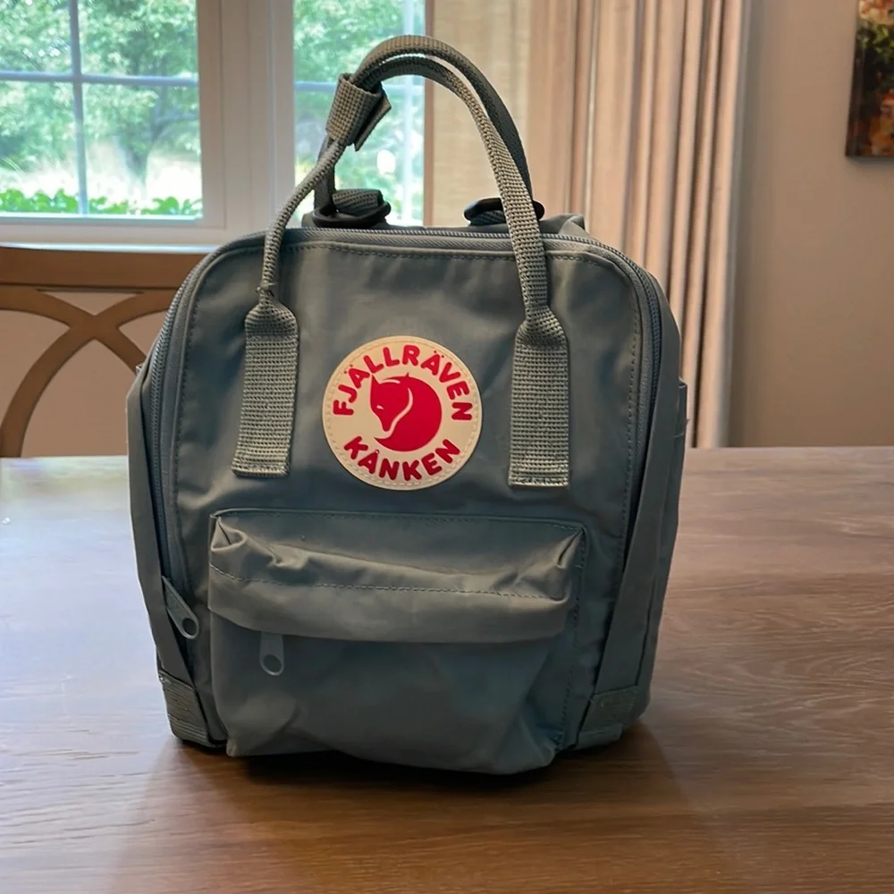 Fjallraven Kanken Mini Backpack in Slate Gray with Red Logo